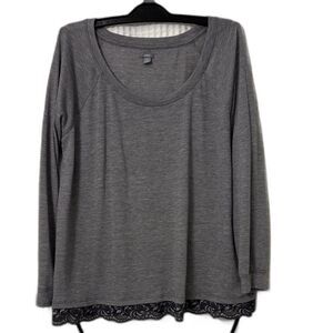 Aerie Gray Long Sleeve Top with Lace Detail Size XL